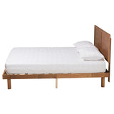 Baxton Studio Daina Mid-Century Modern Ash Walnut Finished Wood Queen Size Platform Bed