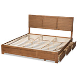 Lisa Modern and Contemporary Transitional Ash Walnut Brown Finished Wood King Size 3-Drawer Platform Storage Bed