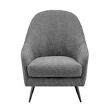 Selene Lounge Chair in Gray Fabric with Black Chrome Steel Legs