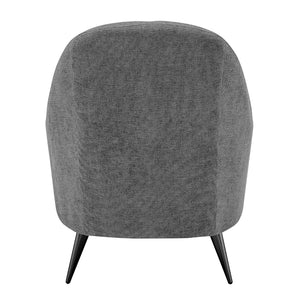 Selene Lounge Chair in Gray Fabric with Black Chrome Steel Legs