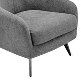 Selene Lounge Chair in Gray Fabric with Black Chrome Steel Legs