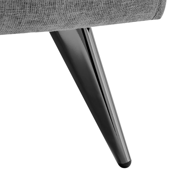 Selene Lounge Chair in Gray Fabric with Black Chrome Steel Legs