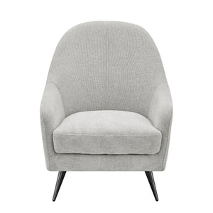 Selene Lounge Chair in Taupe Fabric with Black Chrome Steel Legs