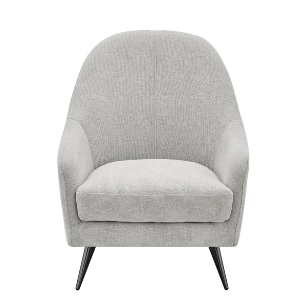Selene Lounge Chair in Taupe Fabric with Black Chrome Steel Legs