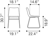 Zuo Modern Smart 100% Polyurethane, Plywood, Steel Transitional Commercial Grade Dining Chair Set - Set of 2 Charcoal, Black 100% Polyurethane, Plywood, Steel