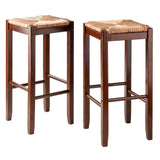 Winsome Wood Kaden Rush Seat Bar Stools, 2-Piece Set, Walnut 94280-WINSOMEWOOD