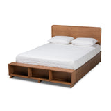 Vita Modern Transitional Ash Walnut Brown Finished Wood 4-Drawer King Size Platform Storage Bed