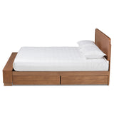 Vita Modern Transitional Ash Walnut Brown Finished Wood 4-Drawer King Size Platform Storage Bed