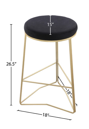Tres Velvet / Engineered Wood / Steel / Foam Contemporary Black Velvet Counter Stool - 18" W x 18" D x 26.5" H