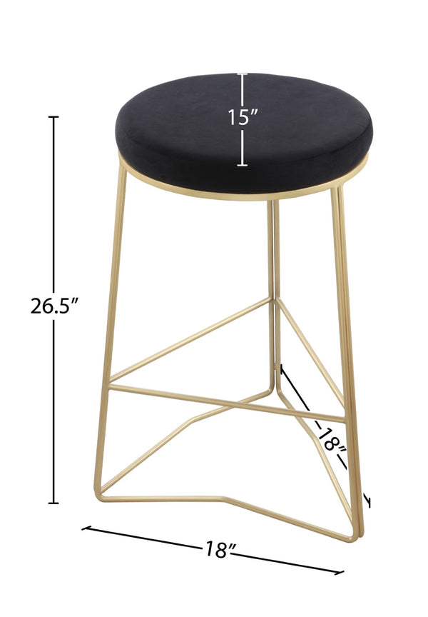 Tres Velvet / Engineered Wood / Steel / Foam Contemporary Black Velvet Counter Stool - 18" W x 18" D x 26.5" H