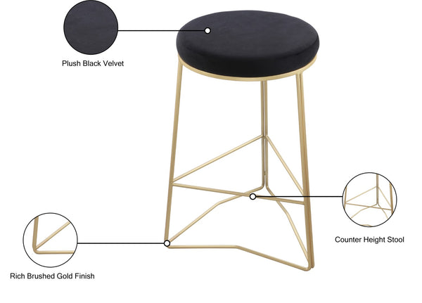 Tres Velvet / Engineered Wood / Steel / Foam Contemporary Black Velvet Counter Stool - 18" W x 18" D x 26.5" H