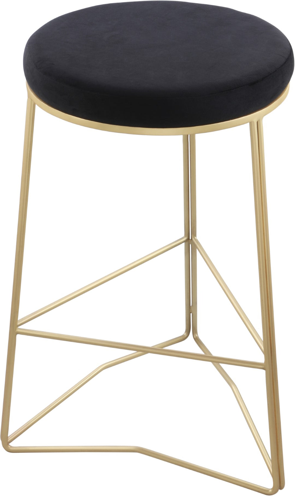 Tres Velvet / Engineered Wood / Steel / Foam Contemporary Black Velvet Counter Stool - 18" W x 18" D x 26.5" H