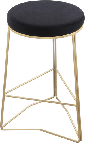 Tres Velvet / Engineered Wood / Steel / Foam Contemporary Black Velvet Counter Stool - 18" W x 18" D x 26.5" H