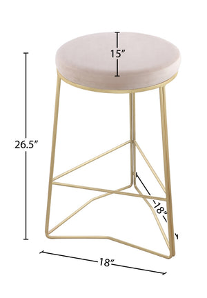 Tres Velvet / Engineered Wood / Steel / Foam Contemporary Cream Velvet Counter Stool - 18" W x 18" D x 26.5" H