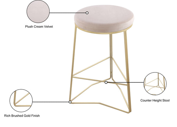 Tres Velvet / Engineered Wood / Steel / Foam Contemporary Cream Velvet Counter Stool - 18" W x 18" D x 26.5" H