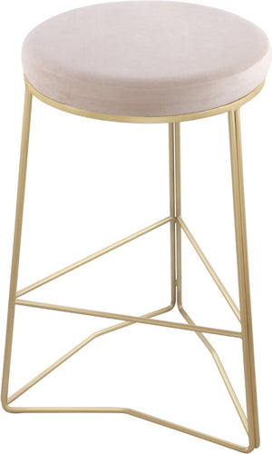 Tres Velvet / Engineered Wood / Steel / Foam Contemporary Cream Velvet Counter Stool - 18" W x 18" D x 26.5" H