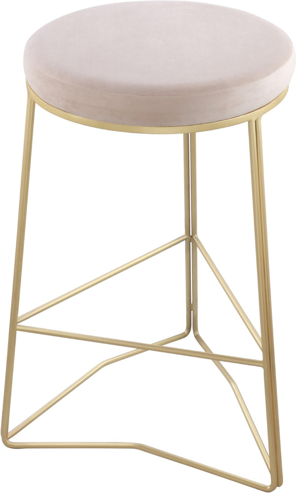 Tres Velvet / Engineered Wood / Steel / Foam Contemporary Cream Velvet Counter Stool - 18" W x 18" D x 26.5" H