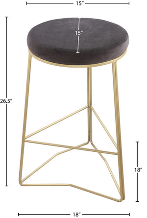 Tres Velvet / Engineered Wood / Steel / Foam Contemporary Grey Velvet Counter Stool - 18" W x 18" D x 26.5" H