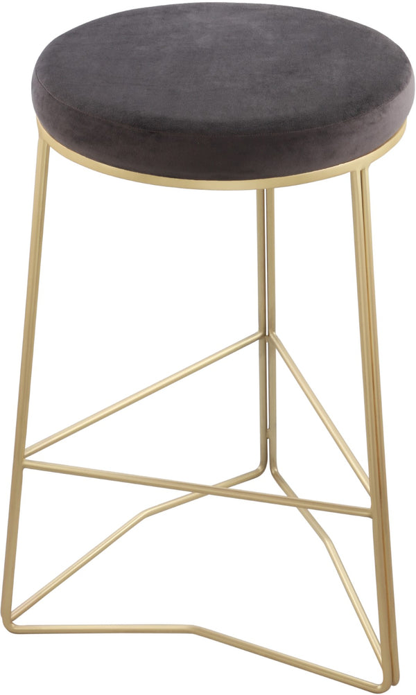 Tres Velvet / Engineered Wood / Steel / Foam Contemporary Grey Velvet Counter Stool - 18" W x 18" D x 26.5" H