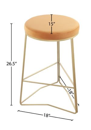 Tres Velvet / Mango Wood / Steel / Foam Contemporary Mango Velvet Counter Stool - 18" W x 18" D x 26.5" H
