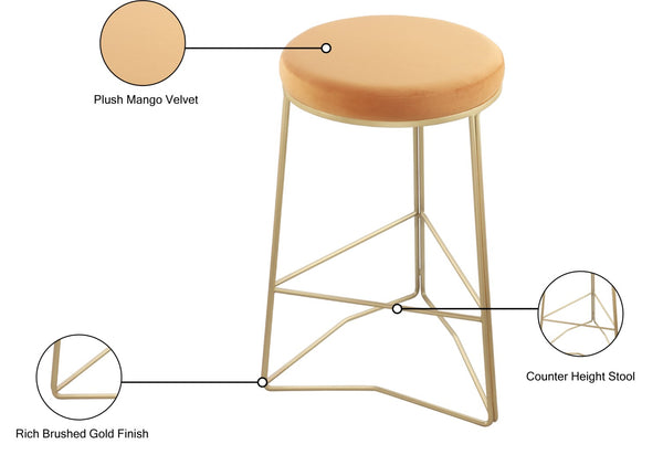 Tres Velvet / Mango Wood / Steel / Foam Contemporary Mango Velvet Counter Stool - 18" W x 18" D x 26.5" H