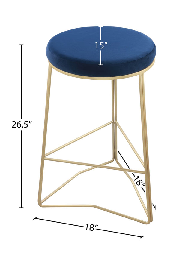 Tres Velvet / Engineered Wood / Steel / Foam Contemporary Navy Velvet Counter Stool - 18" W x 18" D x 26.5" H