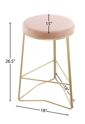 Tres Velvet / Engineered Wood / Steel / Foam Contemporary Pink Velvet Counter Stool - 18" W x 18" D x 26.5" H