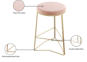 Tres Velvet / Engineered Wood / Steel / Foam Contemporary Pink Velvet Counter Stool - 18" W x 18" D x 26.5" H