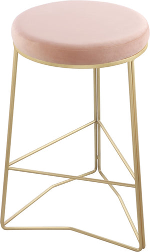 Tres Velvet / Engineered Wood / Steel / Foam Contemporary Pink Velvet Counter Stool - 18" W x 18" D x 26.5" H