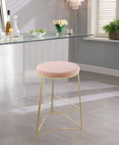 Tres Velvet / Engineered Wood / Steel / Foam Contemporary Pink Velvet Counter Stool - 18" W x 18" D x 26.5" H