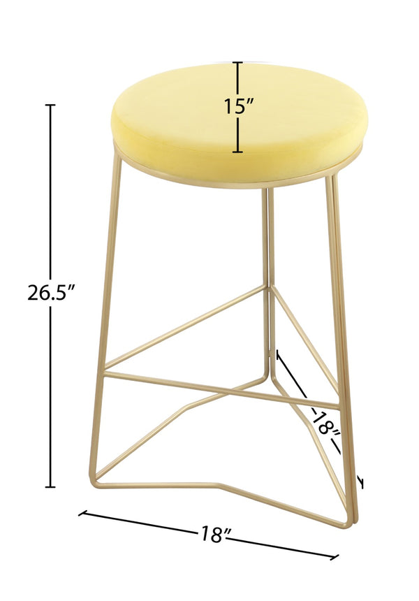 Tres Velvet / Engineered Wood / Steel / Foam Contemporary Yellow Velvet Counter Stool - 18" W x 18" D x 26.5" H