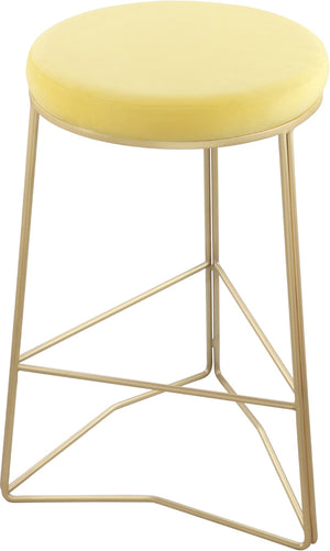 Tres Velvet / Engineered Wood / Steel / Foam Contemporary Yellow Velvet Counter Stool - 18" W x 18" D x 26.5" H