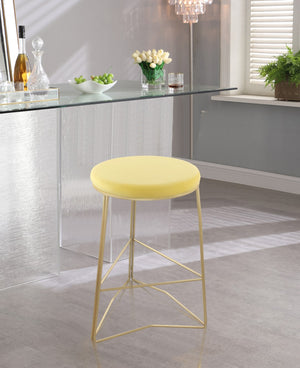 Tres Velvet / Engineered Wood / Steel / Foam Contemporary Yellow Velvet Counter Stool - 18" W x 18" D x 26.5" H