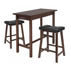 Winsome Wood Sally 3-Piece Breakfast Table Set with 2 Cushion Saddle Seat Stools 94304-WINSOMEWOOD