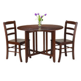 Winsome Wood Alamo 3-Piece Round Drop Leaf Table with 2 Ladder Back Chairs 94305-WINSOMEWOOD