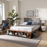 Cosma Modern Transitional Ash Walnut Brown Finished Wood 4-Drawer King Size Platform Storage Bed