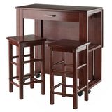 Winsome Wood Fremont 3-Piece Space Saver Set, 2 Tuck-away Stools, Walnut 94331-WINSOMEWOOD