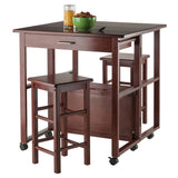 Winsome Wood Fremont 3-Piece Space Saver Set, 2 Tuck-away Stools, Walnut 94331-WINSOMEWOOD