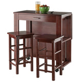 Winsome Wood Fremont 3-Piece Space Saver Set, 2 Tuck-away Stools, Walnut 94331-WINSOMEWOOD