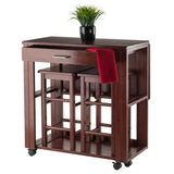 Winsome Wood Fremont 3-Piece Space Saver Set, 2 Tuck-away Stools, Walnut 94331-WINSOMEWOOD