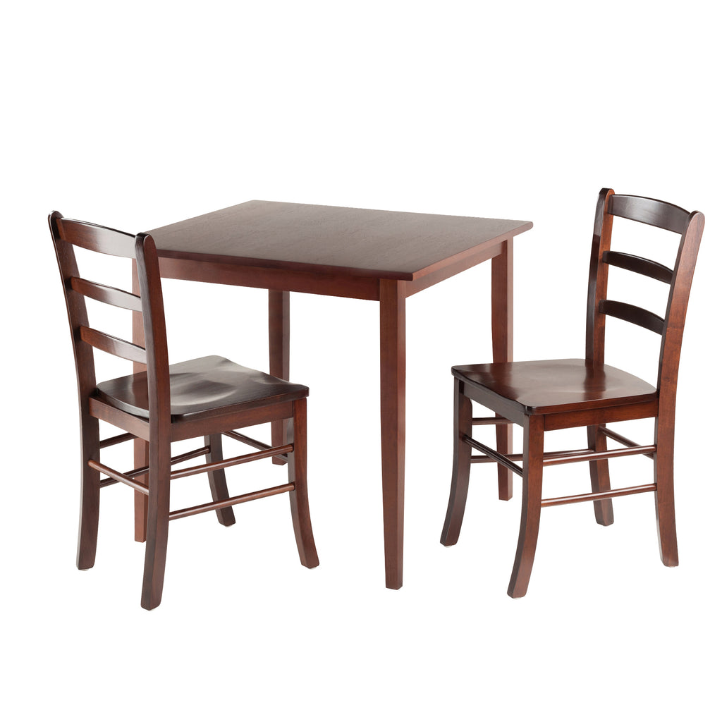 Winsome Wood Groveland 3-Piece Dining Set, Square Table & 2 Ladderback Chairs, Walnut 94332-WINSOMEWOOD 94332-WINSOMEWOOD