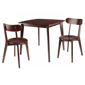 Winsome Wood Pauline 3-Piece Set Table with Chairs, Walnut Finish 94333-WINSOMEWOOD