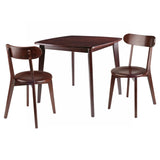 Pauline 3-Piece Set Table with Chairs, Walnut Finish