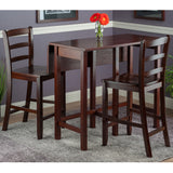 Winsome Wood Lynnwood 3-Piece High Table Set, Drop Leaf Table & 2 Ladderback Counter Stools 94334-WINSOMEWOOD