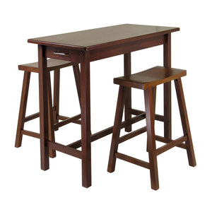 Winsome Wood Sally 3-Piece Breakfast Table Set with 2 Saddle Seat Stools 94344-WINSOMEWOOD