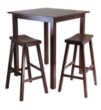 Winsome Wood Parkland 3-Piece Square High/Pub Table Set with 2 Saddle Seat Stools 94349-WINSOMEWOOD