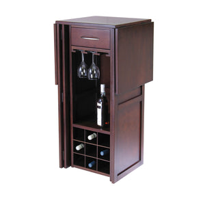 Winsome Wood Newport Expandable Entertainment Wine Bar, Walnut 94350-WINSOMEWOOD