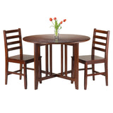 Winsome Wood Alamo 3-Piece Round Drop Leaf Table with 2 Hamilton Ladder Back Chairs 94356-WINSOMEWOOD