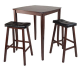 3-Piece Inglewood High/Pub Dining Table with Cushioned Saddle Stool