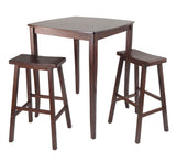 Winsome Wood 3-Piece Inglewood High/Pub Dining Table with Saddle Stool 94380-WINSOMEWOOD